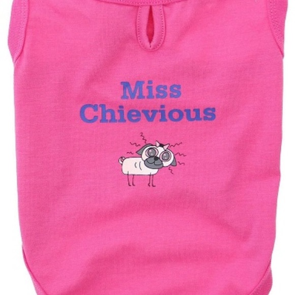 Dog Tee Tank Pink Shirt says MISS CHIEVIOUS 16-30 lbs - Picture 2 of 6